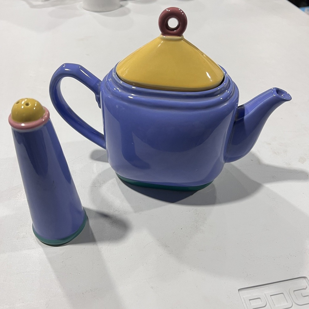 Lindt Stymeist Colorways Rectangular Teapot w Lid Vintage 1980s Color Block